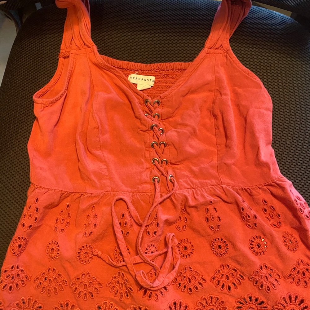 Coral lace-up Flowy Tank